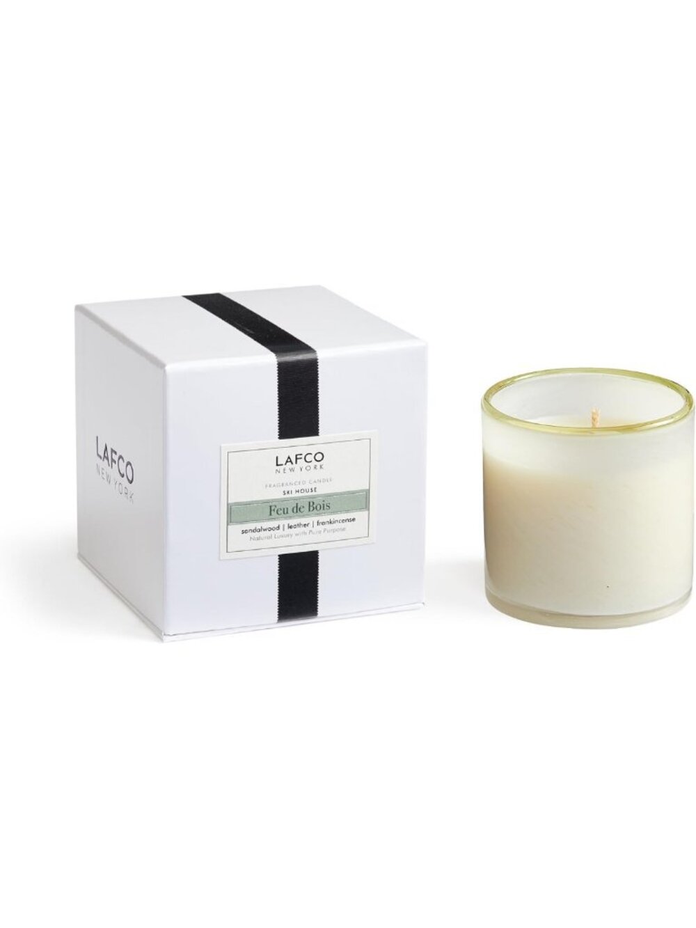Classic Feu de Bois Candle - 6.5 oz, 50-Hour Burn, Reusable Glass Vessel, USA